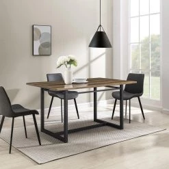 60 in. Rectangle Rustic Oak Wood-Top Modern Dining Table with Metal Legs (Seats 6) by Welwick Designs -Deals Welwick Designs Store rustic oak black welwick designs kitchen dining tables hd9397 31 1000