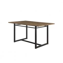 60 in. Rectangle Rustic Oak Wood-Top Modern Dining Table with Metal Legs (Seats 6) by Welwick Designs -Deals Welwick Designs Store rustic oak black welwick designs kitchen dining tables hd9397 44 1000