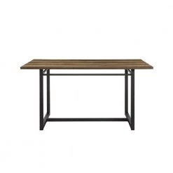 60 in. Rectangle Rustic Oak Wood-Top Modern Dining Table with Metal Legs (Seats 6) by Welwick Designs -Deals Welwick Designs Store rustic oak black welwick designs kitchen dining tables hd9397 66 1000