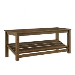 Rustic Oak Solid Wood Entry Bench with Angled Shoe Storage Shelf (18 in. H x 48 in. W x 16 in. D) by Welwick Designs -Deals Welwick Designs Store rustic oak welwick designs dining benches hd9213 a0 1000
