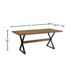 72 in. Rectangle Rustic Oak Solid Wood with Metal Modern Farmhouse Trestle Rectangle Dining Table Seats 6 by Welwick Designs -Deals Welwick Designs Store rustic oak welwick designs kitchen dining tables hd8846 40 1000
