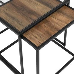 3-Piece Reclaimed Barnwood Wood and Glass Industrial Nesting Table Set by Welwick Designs 16 3-Piece Reclaimed Barnwood Wood and Glass Industrial Nesting Table Set by Welwick Designs -Deals Welwick Designs Store rustic oak welwick designs nesting tables hd8785 44 1000