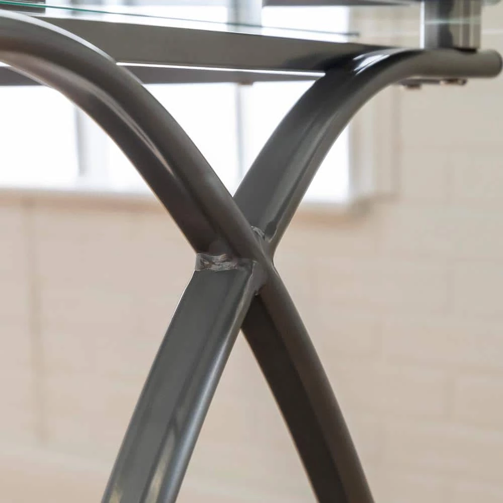 102 in. U-Shaped Silver Metal Glass Top Computer Desks with Keyboard Tray by Welwick Designs 6 102 in. U-Shaped Silver Metal Glass Top Computer Desks with Keyboard Tray by Welwick Designs - Image 6