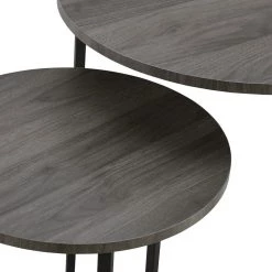 Slate Grey/Black 2-Piece Round Nesting End Tables by Welwick Designs -Deals Welwick Designs Store slate gray black welwick designs nesting tables hd8130 1d 1000