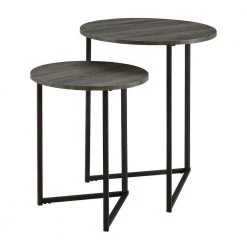 Slate Grey/Black 2-Piece Round Nesting End Tables by Welwick Designs -Deals Welwick Designs Store slate gray black welwick designs nesting tables hd8130 77 1000