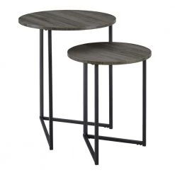 Slate Grey/Black 2-Piece Round Nesting End Tables by Welwick Designs -Deals Welwick Designs Store slate gray black welwick designs nesting tables hd8130 a0 1000