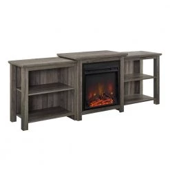 70 in. Slate Gray Composite TV Stand with Electric Fireplace (Max tv size 78 in.) by Welwick Designs -Deals Welwick Designs Store slate grey welwick designs tv stands hd8209 1d 1000