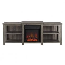 70 in. Slate Gray Composite TV Stand with Electric Fireplace (Max tv size 78 in.) by Welwick Designs -Deals Welwick Designs Store slate grey welwick designs tv stands hd8209 77 1000