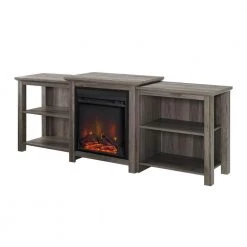 70 in. Slate Gray Composite TV Stand with Electric Fireplace (Max tv size 78 in.) by Welwick Designs -Deals Welwick Designs Store slate grey welwick designs tv stands hd8209 c3 1000
