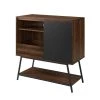 30" Record Player Accent Cabinet - Solid Black/Dark Walnut by Welwick Designs