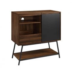 30" Record Player Accent Cabinet - Solid Black/Dark Walnut by Welwick Designs -Deals Welwick Designs Store solid black dark walnut welwick designs accent cabinets hd8611 66 1000