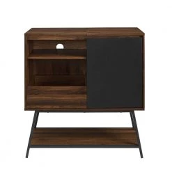 30" Record Player Accent Cabinet - Solid Black/Dark Walnut by Welwick Designs -Deals Welwick Designs Store solid black dark walnut welwick designs accent cabinets hd8611 77 1000