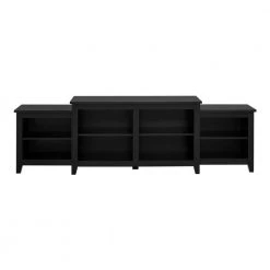 80 in. Solid Black Wood Transitional TV Stand with Open Storage (Max tv size 80 in.) by Welwick Designs -Deals Welwick Designs Store solid black welwick designs tv stands hd8864 66 1000