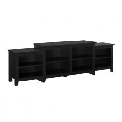 80 in. Solid Black Wood Transitional TV Stand with Open Storage (Max tv size 80 in.) by Welwick Designs -Deals Welwick Designs Store solid black welwick designs tv stands hd8864 77 1000