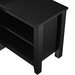 80 in. Solid Black Wood Transitional TV Stand with Open Storage (Max tv size 80 in.) by Welwick Designs -Deals Welwick Designs Store solid black welwick designs tv stands hd8864 a0 1000