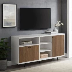 60" 3- Door Sideboard - Solid White/English Oak by Welwick Designs