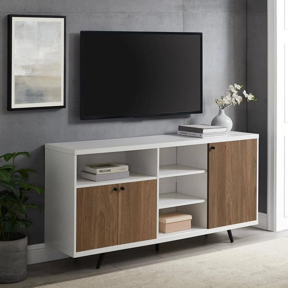 60" 3- Door Sideboard - Solid White/English Oak by Welwick Designs 1 60" 3- Door Sideboard - Solid White/English Oak by Welwick Designs