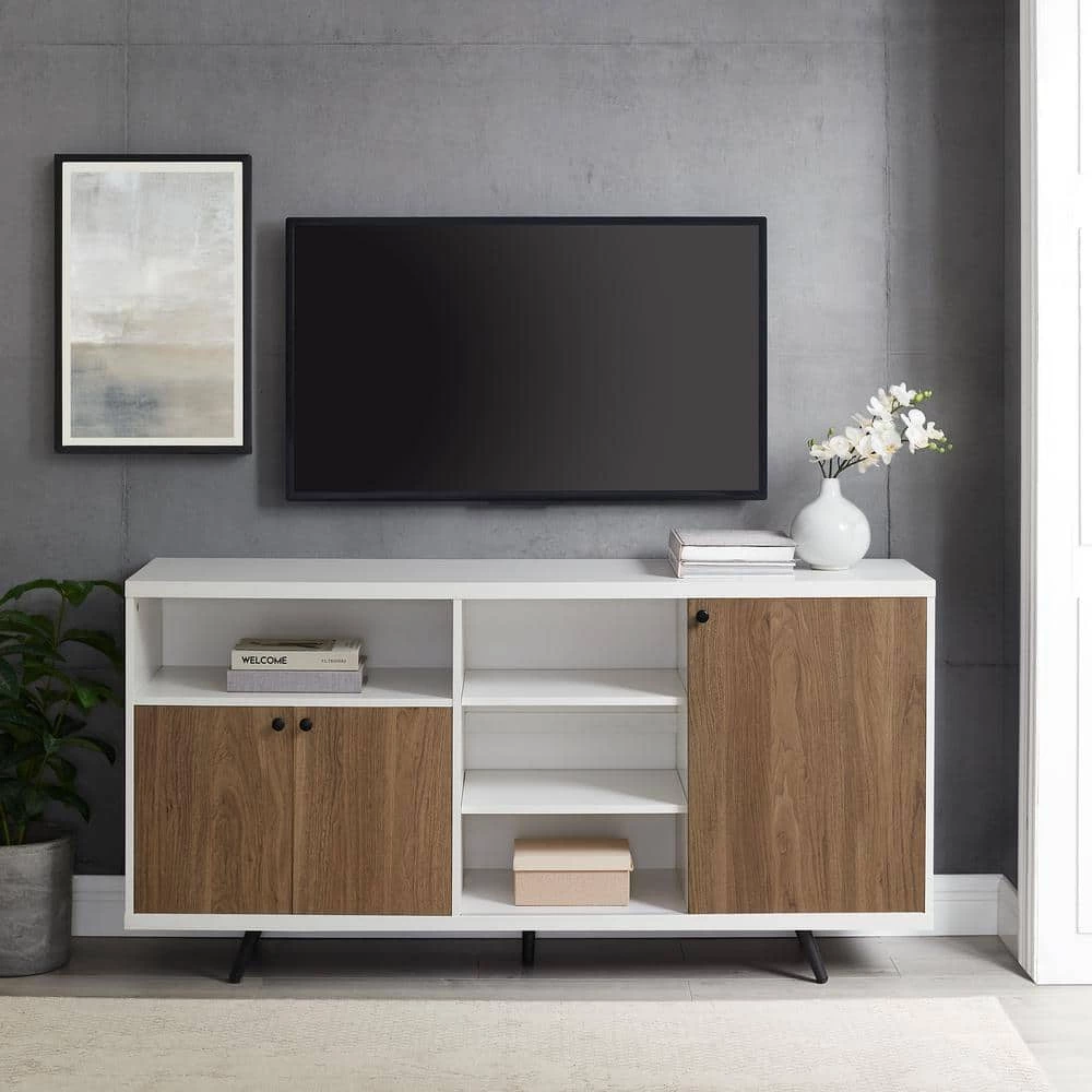 60" 3- Door Sideboard - Solid White/English Oak by Welwick Designs 2 60" 3- Door Sideboard - Solid White/English Oak by Welwick Designs - Image 2