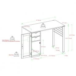 42 in. Rectangular Solid White Wood and Metal Modern 2 Drawer Reversible Computer Desk with Chalkboard Door by Welwick Designs -Deals Welwick Designs Store solid white welwick designs computer desks hd9212 40 1000