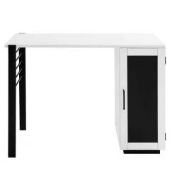 42 in. Rectangular Solid White Wood and Metal Modern 2 Drawer Reversible Computer Desk with Chalkboard Door by Welwick Designs