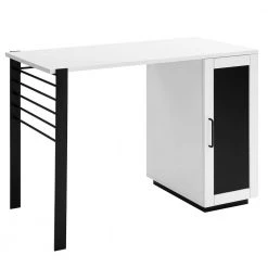 42 in. Rectangular Solid White Wood and Metal Modern 2 Drawer Reversible Computer Desk with Chalkboard Door by Welwick Designs -Deals Welwick Designs Store solid white welwick designs computer desks hd9212 66 1000