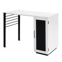 42 in. Rectangular Solid White Wood and Metal Modern 2 Drawer Reversible Computer Desk with Chalkboard Door by Welwick Designs -Deals Welwick Designs Store solid white welwick designs computer desks hd9212 a0 1000