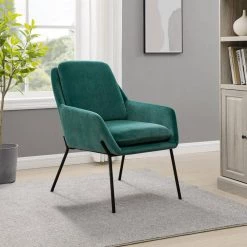 Teal/Black Velvet Modern Glam Accent Chair by Welwick Designs -Deals Welwick Designs Store teal black welwick designs accent chairs hd9459 31 1000