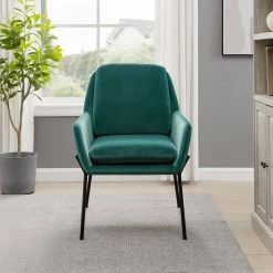 Teal/Black Velvet Modern Glam Accent Chair by Welwick Designs -Deals Welwick Designs Store teal black welwick designs accent chairs hd9459 c3 1000