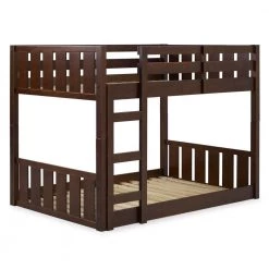 Walnut Solid Wood Modern Twin Bunk Bed with Integrated Ladder by Welwick Designs