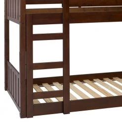 Walnut Solid Wood Modern Twin Bunk Bed with Integrated Ladder by Welwick Designs -Deals Welwick Designs Store walnut welwick designs bunk beds hd8947 76 1000