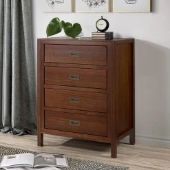 40" Classic Solid Wood 4-Drawer Chest - Walnut by Welwick Designs