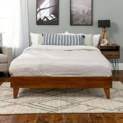 Solid Wood Walnut Queen Platform Bed by Welwick Designs