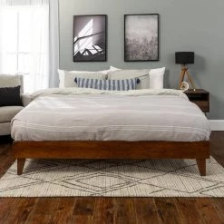 Solid Wood Walnut King Platform Bed by Welwick Designs