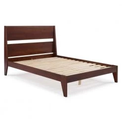 Walnut Queen Solid Wood Modern Platform Bed by Welwick Designs -Deals Welwick Designs Store walnut welwick designs platform beds hd8672 1f 1000