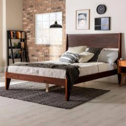 Walnut Queen Solid Wood Modern Platform Bed by Welwick Designs -Deals Welwick Designs Store walnut welwick designs platform beds hd8672 4f 1000
