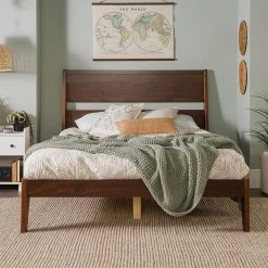 Walnut Queen Solid Wood Modern Platform Bed by Welwick Designs -Deals Welwick Designs Store walnut welwick designs platform beds hd8672 66 1000