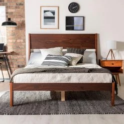 Walnut Queen Solid Wood Modern Platform Bed by Welwick Designs -Deals Welwick Designs Store walnut welwick designs platform beds hd8672 fa 1000