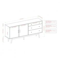 Walnut 70 in. Mid-century Modern 3-Drawer and 2-Door Sideboard by Welwick Designs -Deals Welwick Designs Store walnut welwick designs sideboards buffet tables hd8493 40 1000