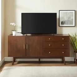 Walnut 70 in. Mid-century Modern 3-Drawer and 2-Door Sideboard by Welwick Designs -Deals Welwick Designs Store walnut welwick designs sideboards buffet tables hd8493 4f 1000