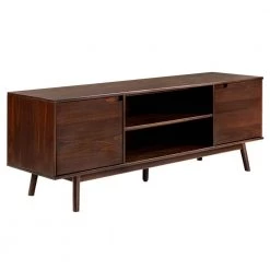 70 in. Walnut Solid Wood Mid Century Modern TV Stand with 2-Doors (Max tv size 80 in.) by Welwick Designs -Deals Welwick Designs Store walnut welwick designs tv stands hd8871 66 1000