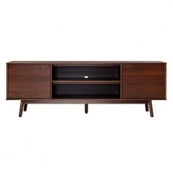 70 in. Walnut Solid Wood Mid Century Modern TV Stand with 2-Doors (Max tv size 80 in.) by Welwick Designs -Deals Welwick Designs Store walnut welwick designs tv stands hd8871 77 1000