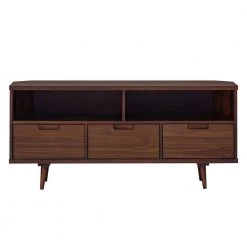 52 in. Walnut Solid Wood Mid Century Modern Corner TV Stand with 3 Drawers Fits TVs up to 58 in. by Welwick Designs 15 52 in. Walnut Solid Wood Mid Century Modern Corner TV Stand with 3 Drawers Fits TVs up to 58 in. by Welwick Designs -Deals Welwick Designs Store walnut welwick designs tv stands hd9118 77 1000