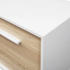 15.75 in. White/Coastal Oak Wood Modern TV Stand Fits TVs up to 65 in. with 2-Doors by Welwick Designs -Deals Welwick Designs Store white coastal oak welwick designs tv stands hd9250 a0 1000