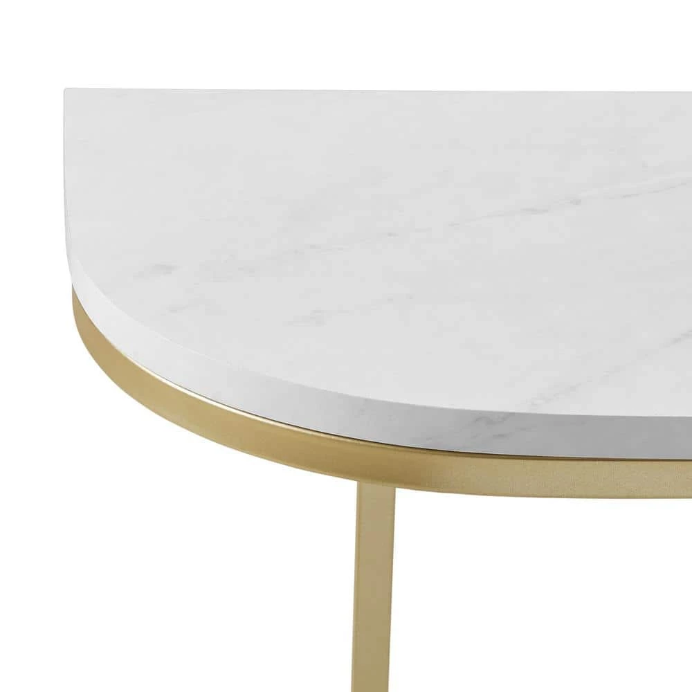 44 in. White/Gold Standard Rectangle Composite Console Table by Welwick Designs 5 44 in. White/Gold Standard Rectangle Composite Console Table by Welwick Designs - Image 5