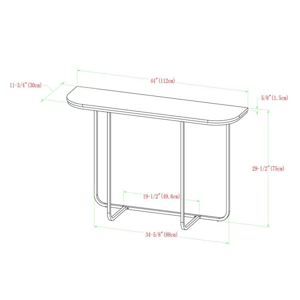 44 in. White/Gold Standard Rectangle Composite Console Table by Welwick Designs 3 44 in. White/Gold Standard Rectangle Composite Console Table by Welwick Designs - Image 3