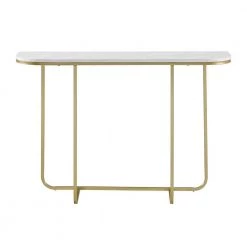 44 in. White/Gold Standard Rectangle Composite Console Table by Welwick Designs 12 44 in. White/Gold Standard Rectangle Composite Console Table by Welwick Designs -Deals Welwick Designs Store white faux marble gold welwick designs console tables hd8135 66 1000