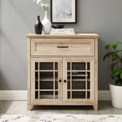 White Oak Wood and Glass Transitional 1 Drawer Window Pane Accent Cabinet by Welwick Designs -Deals Welwick Designs Store white oak welwick designs accent cabinets hd9053 31 1000