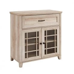 White Oak Wood and Glass Transitional 1 Drawer Window Pane Accent Cabinet by Welwick Designs -Deals Welwick Designs Store white oak welwick designs accent cabinets hd9053 66 1000