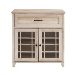 White Oak Wood and Glass Transitional 1 Drawer Window Pane Accent Cabinet by Welwick Designs -Deals Welwick Designs Store white oak welwick designs accent cabinets hd9053 77 1000