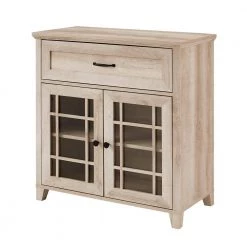 White Oak Wood and Glass Transitional 1 Drawer Window Pane Accent Cabinet by Welwick Designs -Deals Welwick Designs Store white oak welwick designs accent cabinets hd9053 a0 1000
